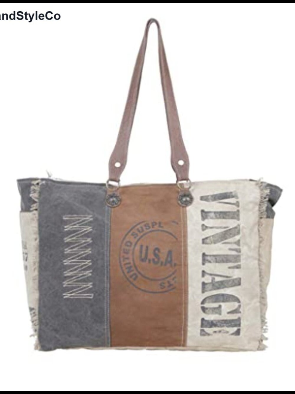Womens Canvas Purse Leather Strap Satchel Handbag for Work College